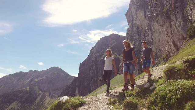 Family hiking in the German Alps