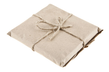 Paper parcel isolated on white background