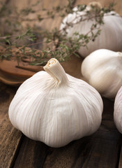 garlic on wood

