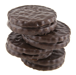 cookies in chocolate isolated on white background