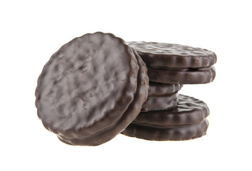cookies in chocolate isolated on white background