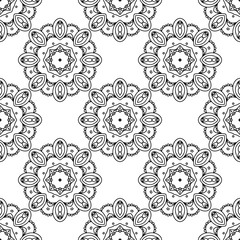 Abstract black and white seamless pattern. Hand drawn vector illustration