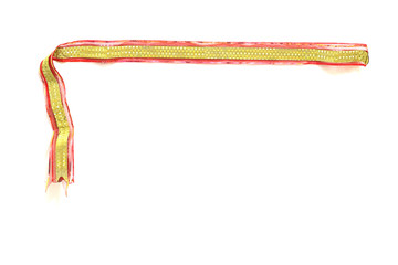 golden and red ribbon isolated on white background