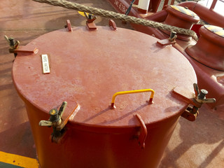 The hatch in the ventilation on the deck of the ship. Locks on the hatch