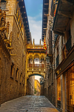Barri gothic quarter in Barcelona, Spain