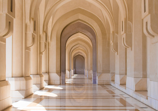 Public square colonnade in the old city of Muscat, Oman