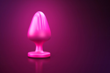 Butt anal plug sex toys on fuchsia background. 3D illustration.