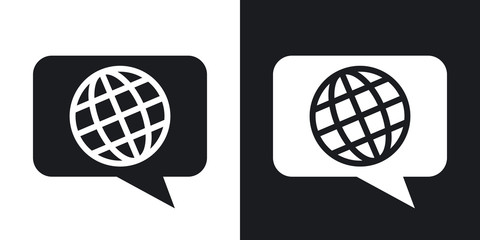 Vector choose or change language icon. Two-tone version on black and white background