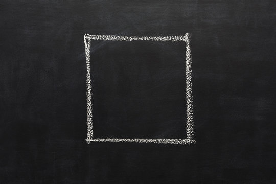 Square drawn with chalk on blackboard