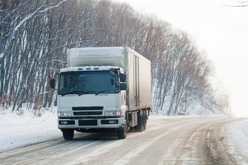Truck on a winter road