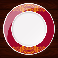 PLATE RED AND GOLD