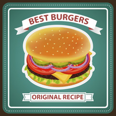 BURGER RETRO POSTER BLUE 1