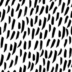 Ink hand drawn brush strokes seamless pattern