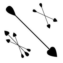 Vector icon cupid arrows set. bunch of Cupid arrows.heart, love, festive attribute of St. Valentine's day, set of arrows of Cupid, vector icon illustration isolated layers on a white background