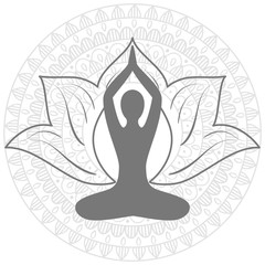  hand drawn  mandala, Lotus. Yoga asana.  Set of oriental ornaments for yoga studio  poster and logo, coloring book.