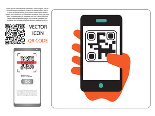 Vector design (QR barcode cannot be scanned) payment , online shopping , cashless technology concept. Digital pay without money , using for mobile phone application to scan qr code with smartphone.