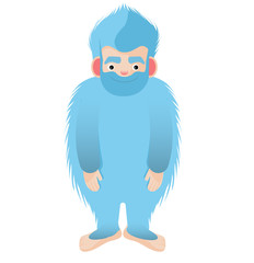 blue hairy Bigfoot. The mythical yeti smile