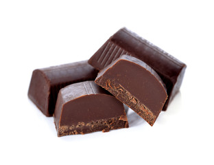 Chocolate bars stack isolated on white background