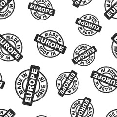 Made in Europe stamp seamless pattern background. Business flat vector illustration. Manufactured in Europe symbol pattern.