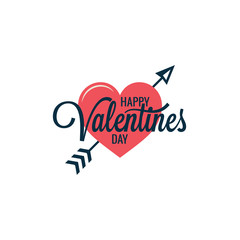 valentines day vintage heart logo on white background