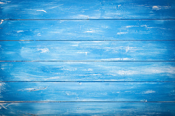 Blue wooden vintage background. Wooden texture from an old table.