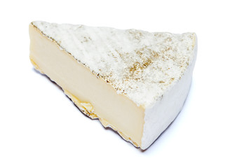 traditional french brie cheese on a white background. Clipping path