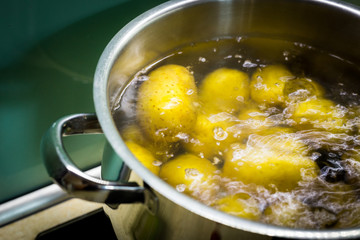 cooked potatoes in a pot