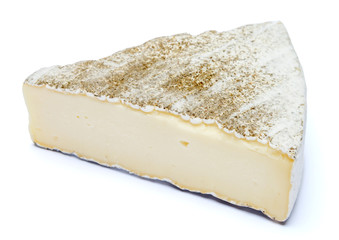 traditional french brie cheese on a white background. Clipping path