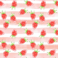 Watercolor seamless pattern with strawberry 10