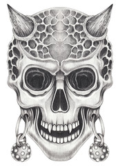 Obraz premium Art Surreal Devil .Hand pencil drawing on paper.