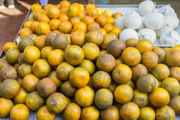 Close up of orange in market at Bangkok, Thailand.