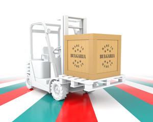 Forklift Truck with Bulgaria Flag Color. Made in Bulgaria