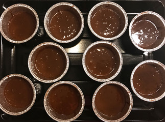 Raw chocolate or brownie cup cake before baked