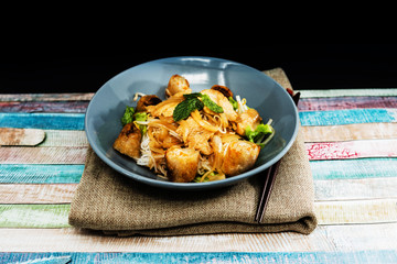 Tasty Vietnamese food  Bo bun rice vermicelli