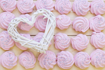 Pink marshmellows top view