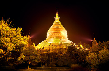 Myanmar. Temples of Bagan at night
