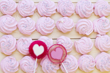 Pink marshmellows top view