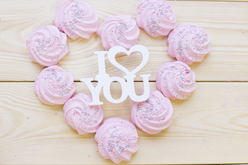 Pink marshmellows top view