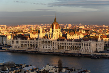 Fototapeta na wymiar Parliament of Hungary, Budapest, Hungary at sunset