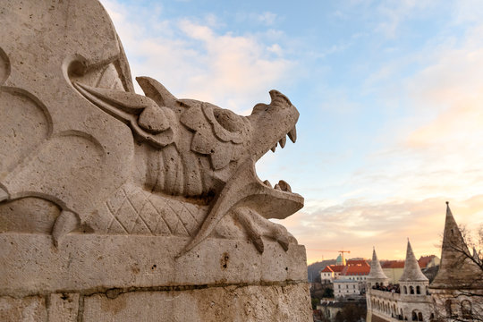 sculpture at fisherman's Bastion, Budapest, Hungary