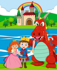 Scene with prince and princess by the river © GraphicsRF