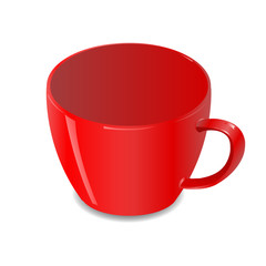 Realistic red cup isolated on white background.Vector illustration