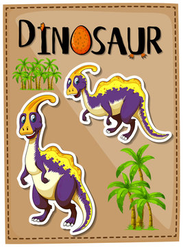 Dinosaur poster with two parasaurolophus