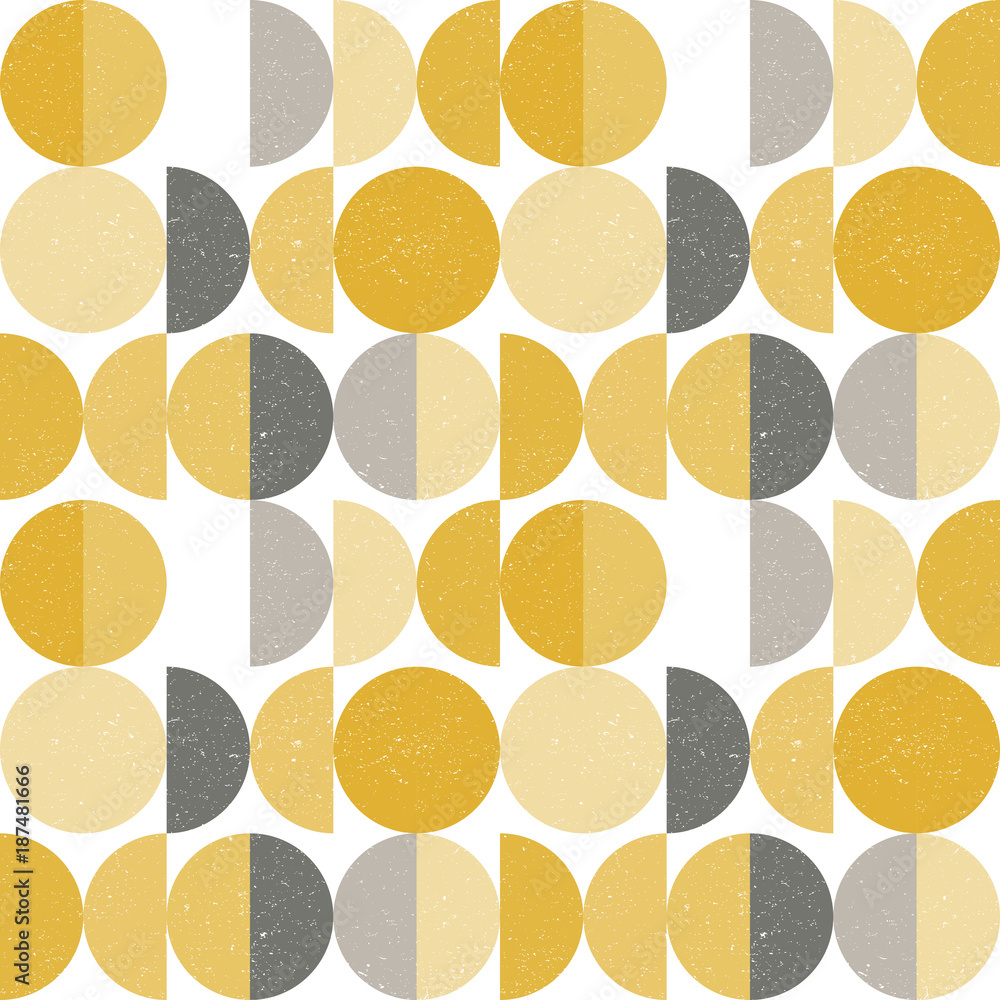 Aufkleber Modern vector abstract seamless geometric pattern with semi circles and circles in retro scandinavian style