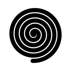 Thick black spiral symbol. Simple flat vector design element.