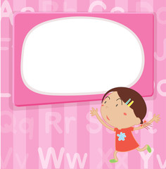 Border template with girl on pink background
