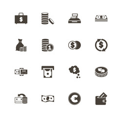 Money icons. Perfect black pictogram on white background. Flat simple vector icon.