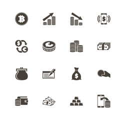 Cash icons. Perfect black pictogram on white background. Flat simple vector icon.