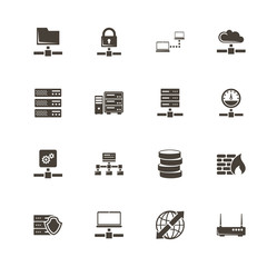 Network Servers icons. Perfect black pictogram on white background. Flat simple vector icon.