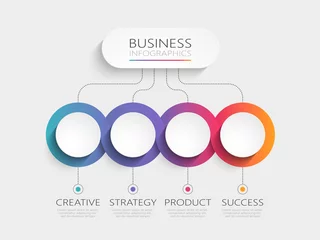 Foto op Plexiglas Modern 3D infographic template with 4 steps. Business circle template with options for brochure, diagram, workflow, timeline, web design. Vector EPS 10 © zmicier kavabata